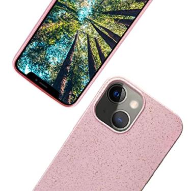 Imagem de eplanita Capa para celular Eco iPhone 15, fibra vegetal biodegradável e TPU macio, capa de proteção contra quedas, ecológico zero desperdício (rosa, iPhone 15 Plus)