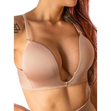 Imagem de Sutia Decote U Profundo Efeito Silicone Push Up - Ninfrodite, Bege, P