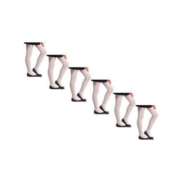 Imagem de Kit com 6 Meias Calças Infantil Fio 70 Canelada Selene 9500-001, Branc