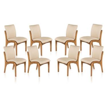 Imagem de Kit 8 Cadeiras de Jantar Estofada Lisboa 90 x 52 Cm Madeira Maciça Imb
