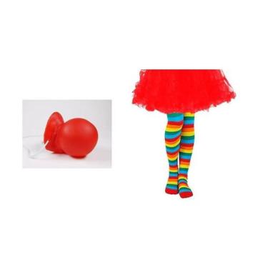Imagem de Fantasia Palhaço Adulto Nariz Latex e Meia Arco Iris Festa - MC PRESEN