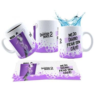 Imagem de Caneca 325ml Divertidamente 2 Personagens Frases Ansiedade - LARANJA E