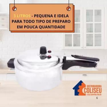 Imagem de Panela Pressão Pequena Polida 3litros Resistente 2 Válvulas - Mp Alumi