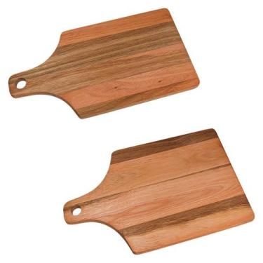 Imagem de Kit 2 Tábua carne 37x19 e 40x25 Cm com cabo de pau madeira - Edal
