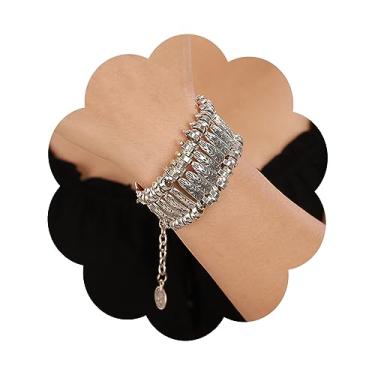 Imagem de Wiwpar Boho Pulseira vintage vintage prata turca com elos geométricos boêmios, tribais, étnicas, pulseiras largas, joias, presentes para mulheres, Small, liga metálica