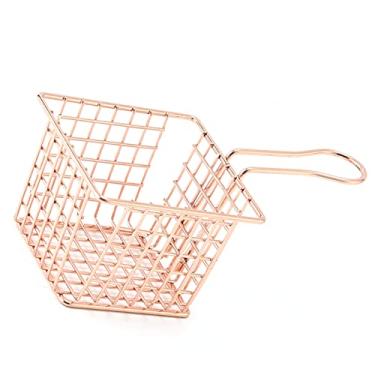 Imagem de Cesta de Fritadeira de Aço Inoxidável, Cesta de Fritar Comercial, Peneira de Cozinha Comercial, Peneira de Alimentos Resistentes Com Alça para Restaurante ou Uso Doméstico (Ouro