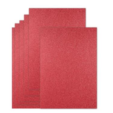 Imagem de 20 folhas de cartolina vermelha com glitter 21 x 28 cm, papel de cartão brilhante premium pesado de 250 g/m² para fazer cartões, artesanato, decoração de festa, material escolar para estudantes