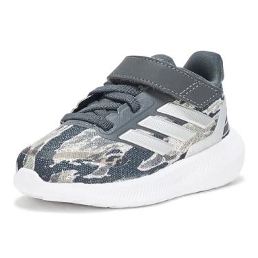 Imagem de adidas Tênis esportivo unissex Baby Run Falcon 5 de renda elástica, Pedra prateada/prata metálica/carbono, 6 Infant