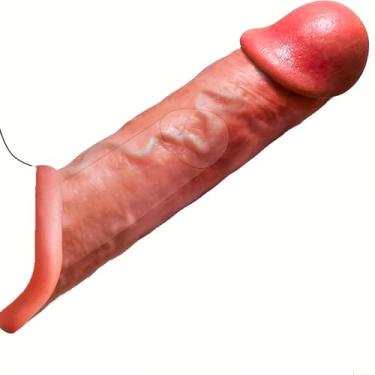 Imagem de Brinquedos sexuais ultra realistas com manga de pênis - brinquedos sexuais masculinos de silicone macio extensor de pênis, manga de pau realista feito à mão, extensão de pênis, anel de pênis, (L)