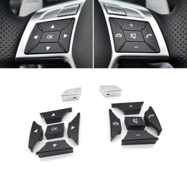 Imagem de Goodithy Botão de controle de volante multifuncional para carro, botões de volante esquerdo e direito multimídia, acessórios de substituição de acabamento para Mercedes Benz ML GL G Class W166 W463