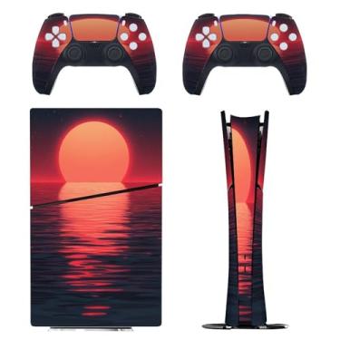 Imagem de Skin for PS5 Slim Digital Edition, capa adesiva para console e controle PlayStation 5, película protetora removível fácil de envolver acessórios de jogo decalque capa completa - Moon River