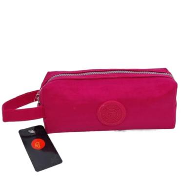 Imagem de Estojo Escolar com Zíper, Rosa Pink, Bolso Frontal, Alça Lateral