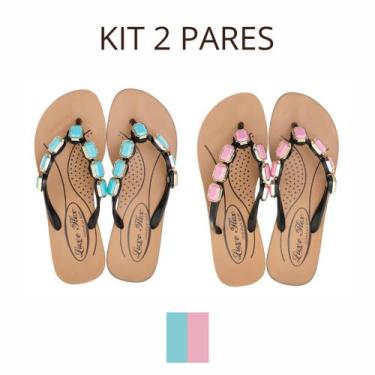 Imagem de Kit 2 Pares Chinelo Feminina Para Dores Esporão Terapia dos Pés, Rosa,