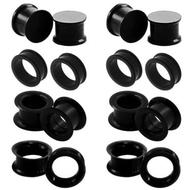 Imagem de Heuvipens 16 tampões auriculares de silicone espesso flexível branco preto varia o tipo de alargador de orelha para piercing de lóbulo expansor de orelhas, 6 g - 2,5 cm, 6g (4mm), Metal, Sem pedras