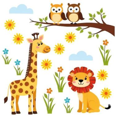 Imagem de Adesivo de Parede Decorativo Infantil Safari Floral Flores - SHD Solei
