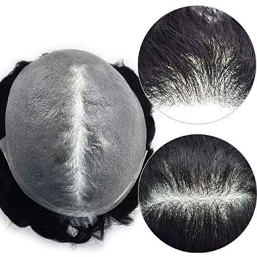 Imagem de LYRICAL HAIR Peça Para Homens Pele Ultrafina Em V-Looped Peruca Masculina Peruca De Cabelo Humano De Poliéster Completo Sistema De Peruca Prótese Capilar Para Homem 8" X10" - 100% Densidade Leve A M