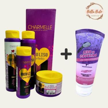 Imagem de KIT EFEITO DE SALÃO EM CASA c/ MÁSCARA LISO NO CHUVEIRO e KIT CAPILAR 