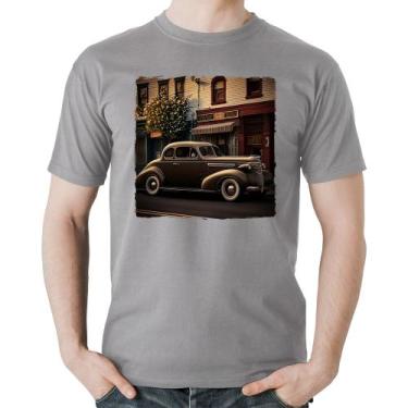 Imagem de Camiseta Algodão Carro antigo na cidade - Foca na Moda, Cinza, GGG