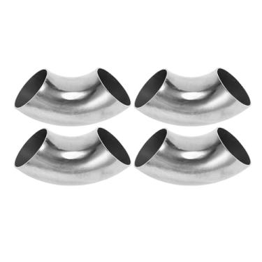 Imagem de Motoforti 4 peças 90 graus mandril curva cotovelo carro modificado tubo de escape tubulação 5.1 cm espessura OD 1,5 mm/16GA 51x135x1,5 mm 304 aço inoxidável tom prata