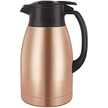 Imagem de Garrafa térmica de café 304 de aço inoxidável e parede dupla com isolamento térmico 12 horas de retenção de calor para água e chá dispensador de bebidas 1,5 L (cor: vermelho) (ouro)