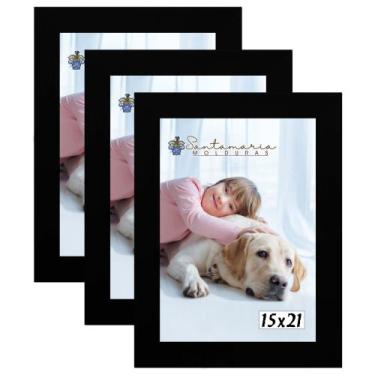 Imagem de Kit 3 Molduras Porta Retrato 15X21 Preto - Santamaria Molduras
