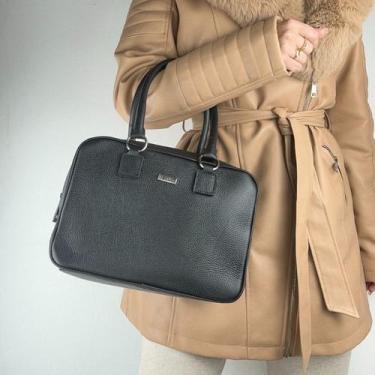 Imagem de Bolsa recuo em couro legítimo b.1007, Preto