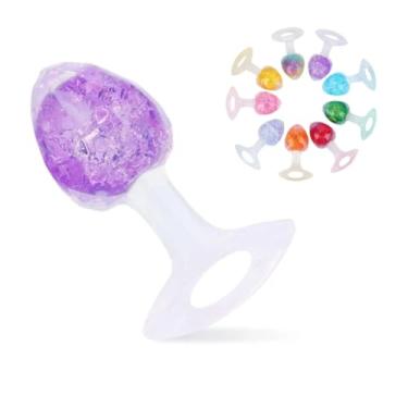 Imagem de Plug Anal Diamante Pequeno Em Silicone Com Esfera De Vidro Interno Prazer Intenso e Estimulação Segura [ROXO]