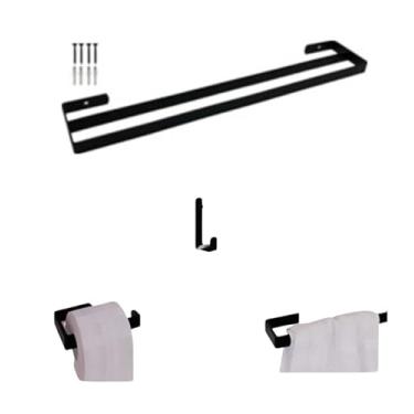 Imagem de Kit porta toalha 4 peças preto