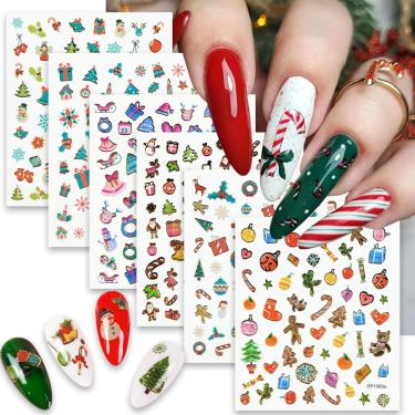Imagem de Adesivos de unhas kehkfsef Winter Christmas 6 folhas autoadesivos 3D