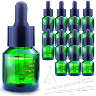 Imagem de Matifaner Frascos conta-gotas de 15 ml com medida, frascos de óleo essencial de vidro verde, frascos de 14 ml com conta-gotas de vidro para óleo essencial, tintura