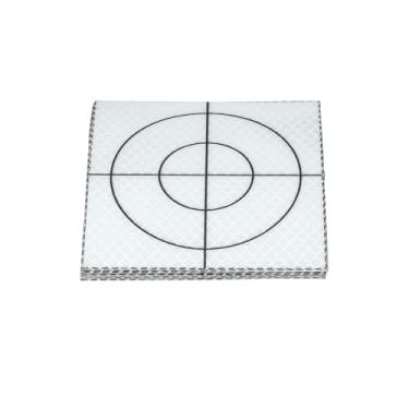 Imagem de PATIKIL Folhas refletoras de pesquisa 100 x 100 mm, 12 peças de folhas de alvo refletivas autoadesivas fita de marcação de alvo para total de estações Check Shots Monitoramento de miras traseiras