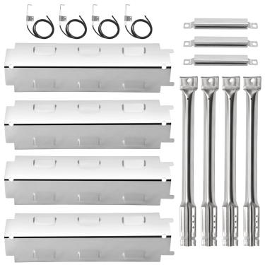 Imagem de Criditpid Peças de reposição para churrasqueira Charbroil 461442114 463441312 463441514, protetores de placa térmica de aço inoxidável, tubos de queimador, tubo cruzado e Ignitores para churrasqueira