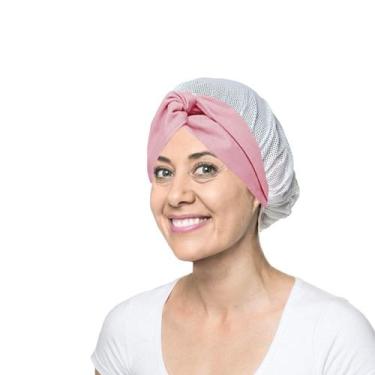 Imagem de Faixa Cabelo Turbante Rosa Touca Redinha Branca Cozinha - CASACHA