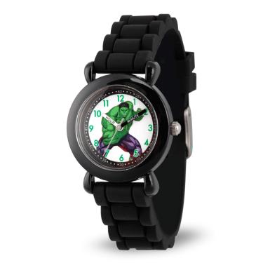 Imagem de MARVEL Relógio infantil de plástico Time Teacher, analógico, quartzo, pulseira de silicone, Preto, Clássico