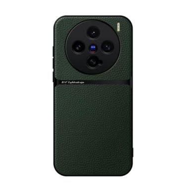 Imagem de Kepuch Capa para Vivo X200 Pro Mini - Litchi Grano Case Placa de Metal Embutida - Verde