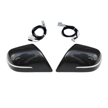 Imagem de Capa de espelho compatível com Tesla Model 3 2017-2023 Tampa de visão traseira lateral externa do carro, capa de retrovisor reversa com luz LED de substituição(Carbon Fiber Pattern)