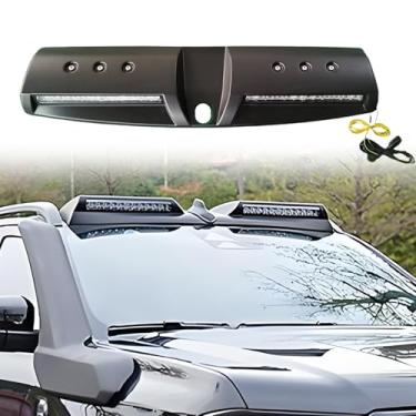 Imagem de Barra de luz de teto preta fosca com 2 lâmpadas LED DRL serve para Toyota Hilux Revo Rocco 2015-2021