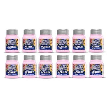 Imagem de Kit 12 Tintas Tecido 37 Ml Rosa Bebe 813 - Rosa Bebê Fixação a Frio e Alta Cobertura Recomendado Para Tecidos De Algodão Sem Goma É Ideal Para Customização De Roupas, Decoração E Outras Aplicações Artísticas