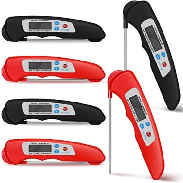 Imagem de Termômetro digital de carne com 6 peças, dobrável, leitura instantânea, à prova d'água, sonda digital de alimentos com ímã para churrasqueira, cozinha, alimentos, churrasco, peru, fritura, acessórios