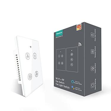Imagem de MoesGo Interruptor de luz de ventilador de teto inteligente WiFi RF, funciona com aplicativo Smart Life/Tuya, controle de velocidade Alexa e Google Home, branco