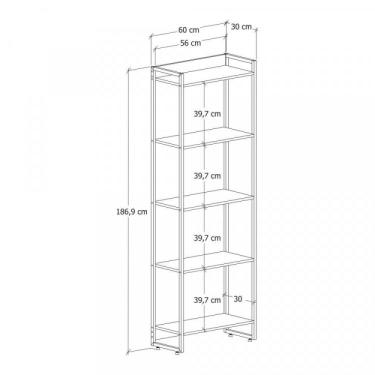 Imagem de Estante Multiuso 5 Prateleiras 60cmx187cm Preto Onix