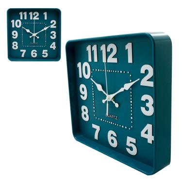 Imagem de Relógio De Parede Quadrado Moderno 25cm Verde Tiffany Quartz