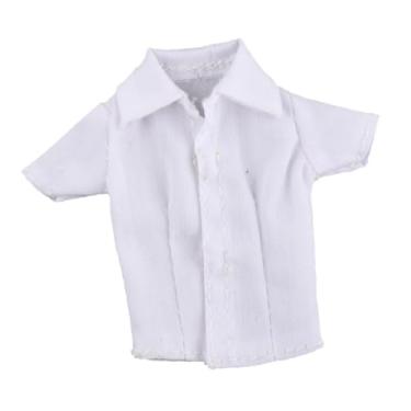 Imagem de YIJU Camisa de manga curta 1/12, roupa casual, moda cosplay, estilosa, miniatura, roupa da moda para figuras femininas de 6 polegadas, acessório , Branco