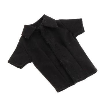 Imagem de YIJU Camisa de manga curta 1/12, roupa casual, moda cosplay, estilosa, miniatura, roupa da moda para figuras femininas de 6 polegadas, acessório , Preto