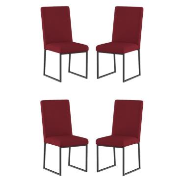 Imagem de Kit 4 Cadeiras De Jantar Com Base De Ferro Preto – Balaqui Cor:marsala Marsala