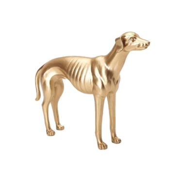 Imagem de Escultura Decorativa Cachorro Dourado Poliresina Mart 20cm