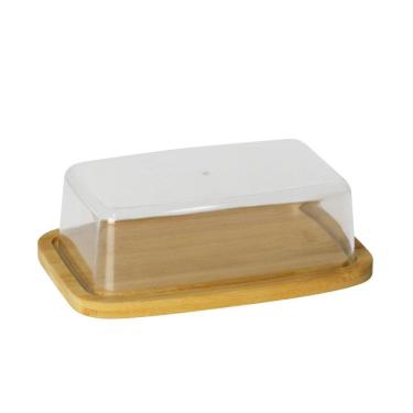 Imagem de Kit Manteigueira De Bambu + Açucareiro Cristal C-colher Lyor
