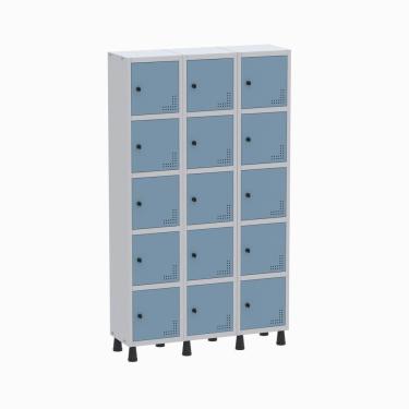 Imagem de Roupeiro Aço Light 3v 15 Portas Gr303/15 Cinza/azul