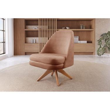 Imagem de Poltrona Stella Decorativa Giratória Bouclé Laranja