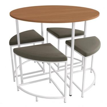 Imagem de Mesa Redonda 4 Bancos 90x76 Cm Li038 Canela Branco Kpb